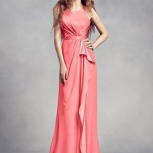 Charmeuse and Chiffon Bridesmaid dress with ruffle
